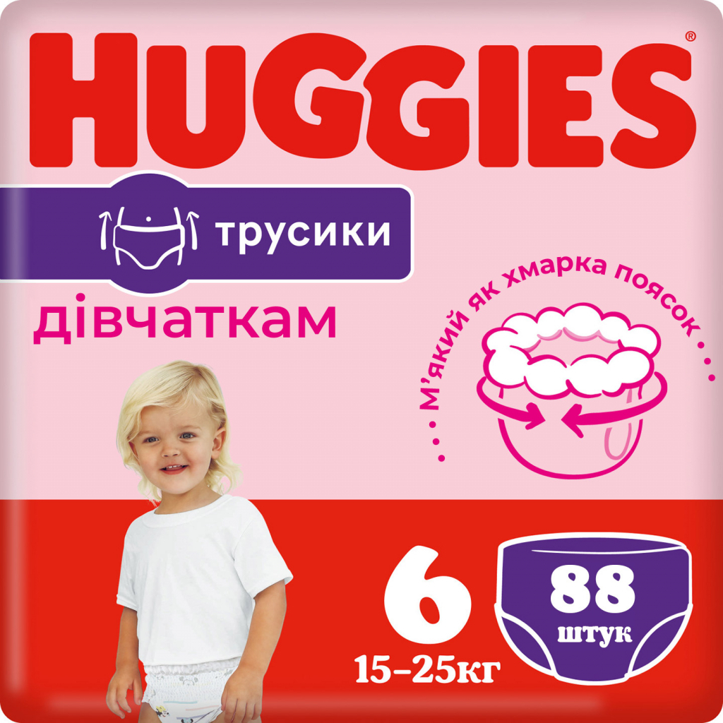 Подгузники Huggies Pants 6 M-Pack 15-25 кг для девочек 88 шт (5029054568217)