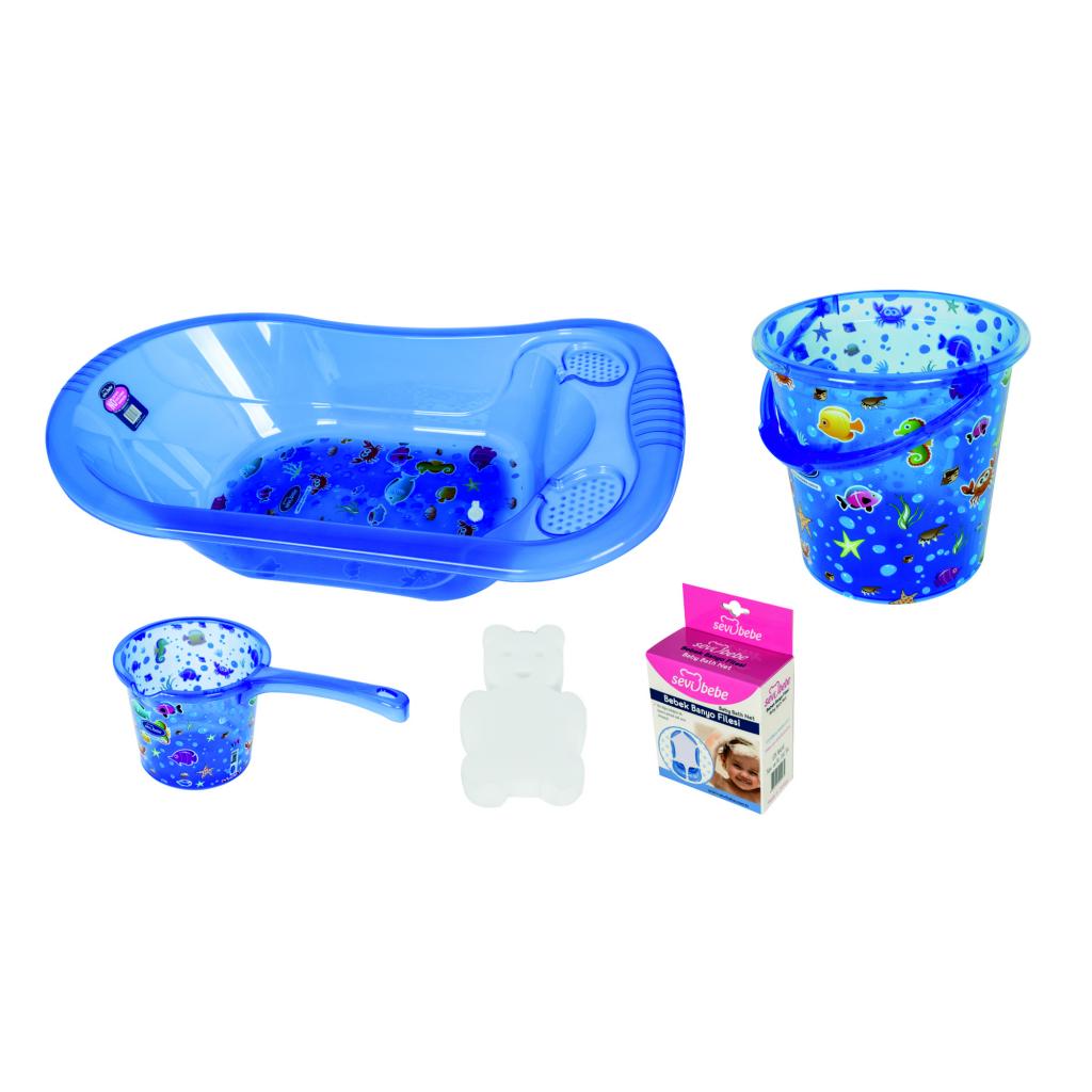 Ванночка Sevi Bebe Набір для купання з малюнком Блакитний (8692241137014)