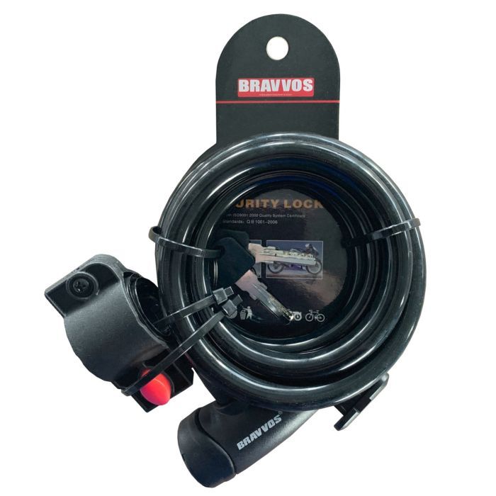 Замок велосипедный Bravvos LOC-065-110 Key 12mm х 1500mm Black (LCK-035)