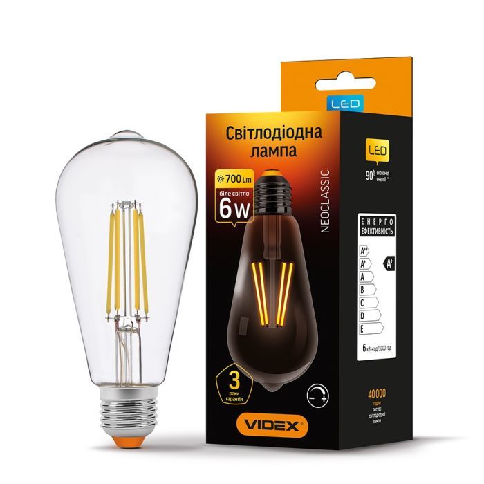 Лампочка Videx Filament ST64FD 6W E27 4100K 220V (VL-ST64FD-06274) изображение 2