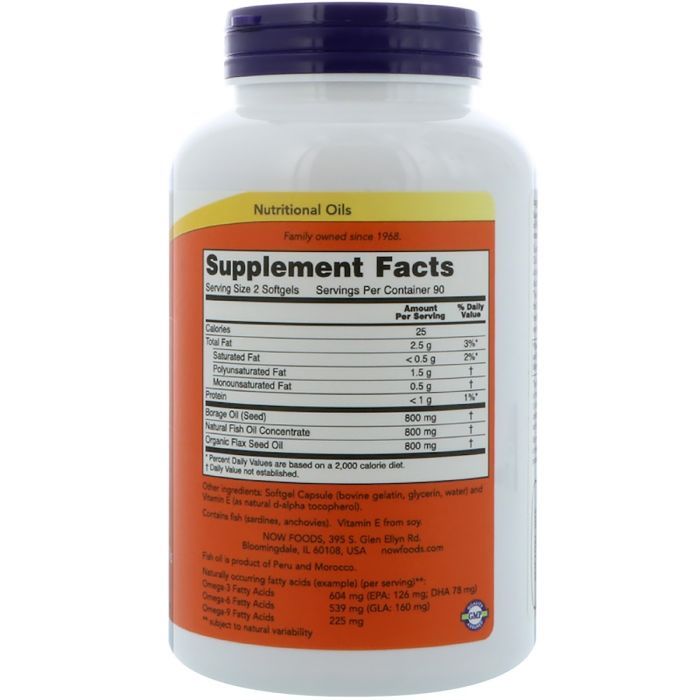 Жирные кислоты Now Foods Супер Омега 3-6-9, Super Omega 3-6-9, , 1200 мг, 90 желатин (NOW-01839) изображение 2