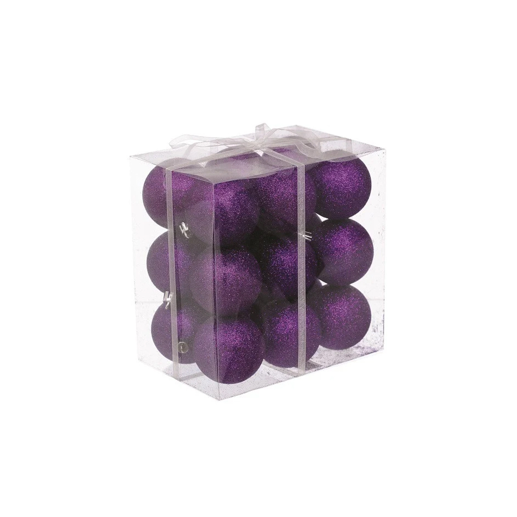 Елочная игрушка Jumi 18 шт (6 см) с блестками, фиолет. (5900410840393)