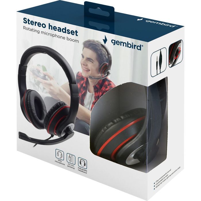 Наушники Gembird MHS-03 White/Red (MHS-03-WTRD) изображение 5