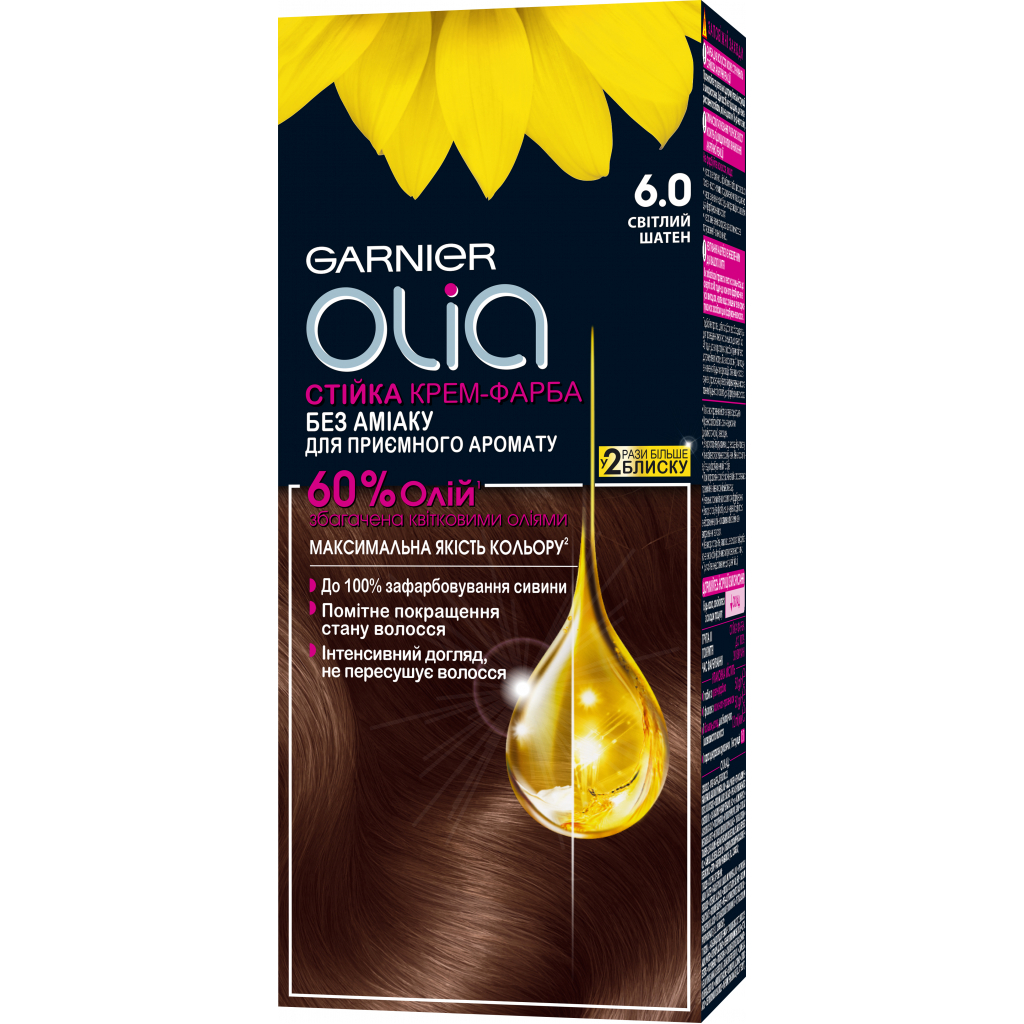 Фарба для волосся Garnier Olia 6.0 Світлий шатен 112 мл (3600542243681)
