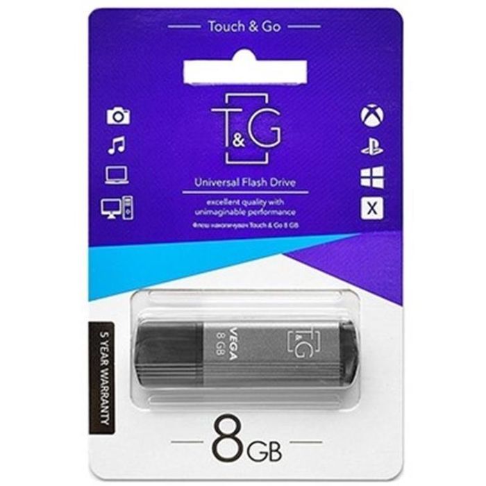 USB флеш накопитель T&G 8GB 121 Vega Series Grey USB 2.0 (TG121-8GBGY) изображение 2