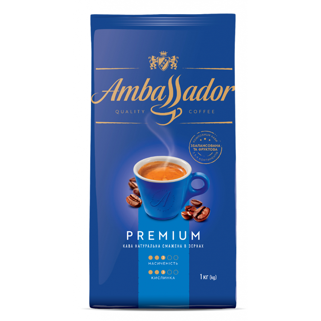 Кава Ambassador в зернах 1000г пакет, "Blue Label" (am.53233)