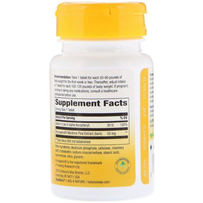 Травы Nature's Way Пикногенол, Экстракт Сосновой Коры, Pycnogenol, Pine Bark Ex (NWY-45151) изображение 2