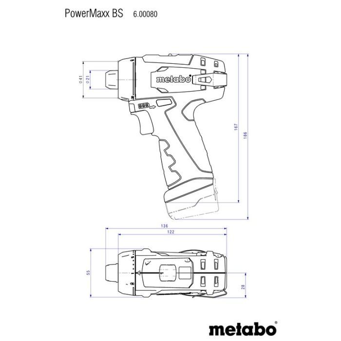 Шуруповерт Metabo PowerMaxxBS, 10.8 В, 2х2.0Аг, кейс (600080500) зображення 2