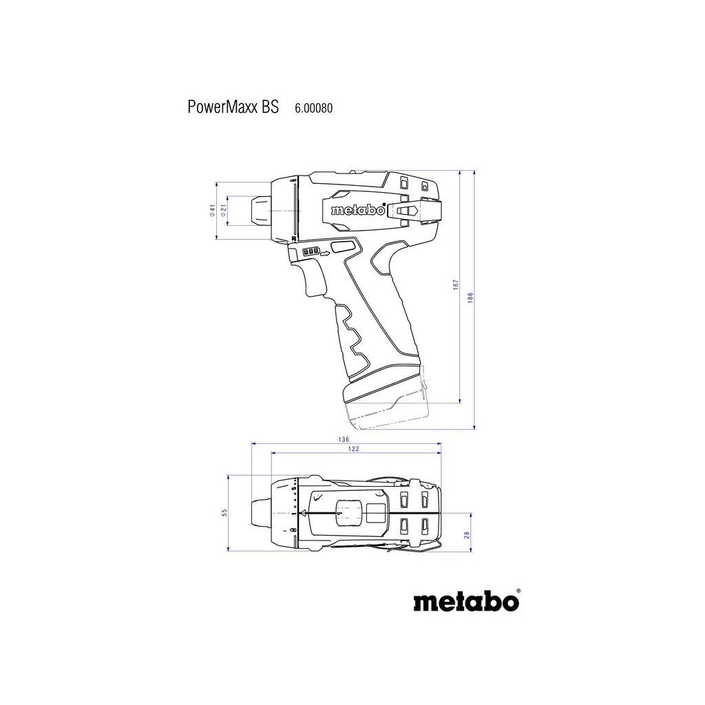 Шуруповерт Metabo PowerMaxxBS, 10.8 В, 2х2.0Аг, кейс (600080500) зображення 2