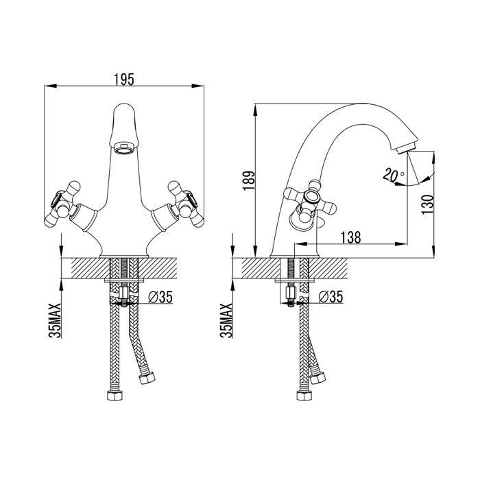 Смеситель Corso BRENTA FE-2A152K (9679004) (FE-2A152K) изображение 4