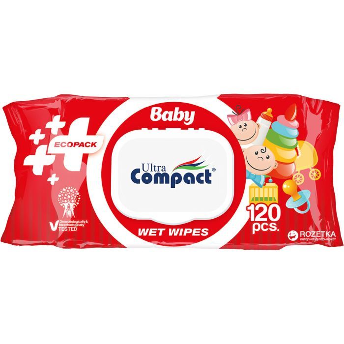 Детские влажные салфетки Ultra Compact Ecopack с клапаном, 120 шт (8697420534738)