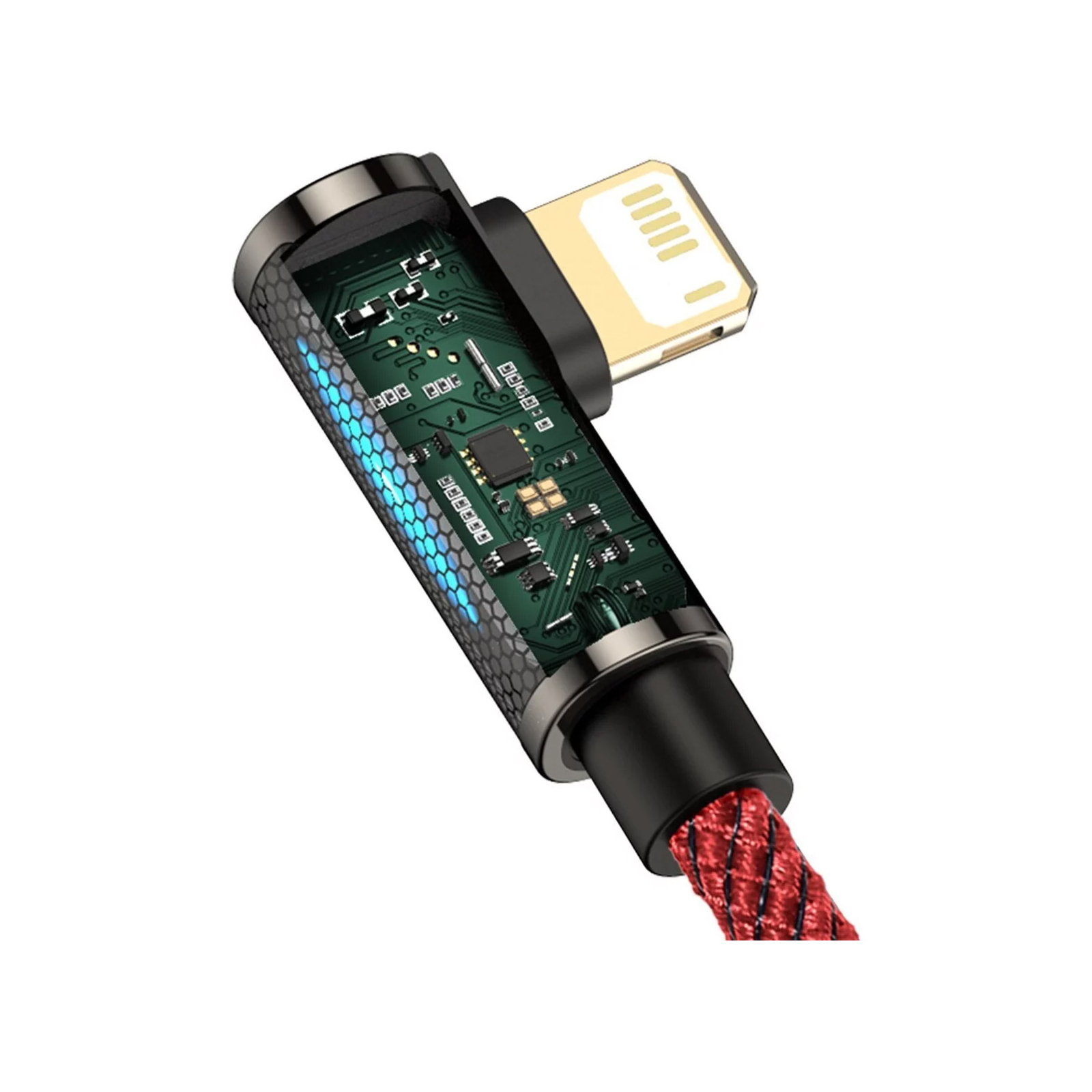 Дата кабель USB 2.0 AM to Lightning 2.0m CACS 2.4A 90 Legend Series Elbow Red Baseus (CACS000109) зображення 7