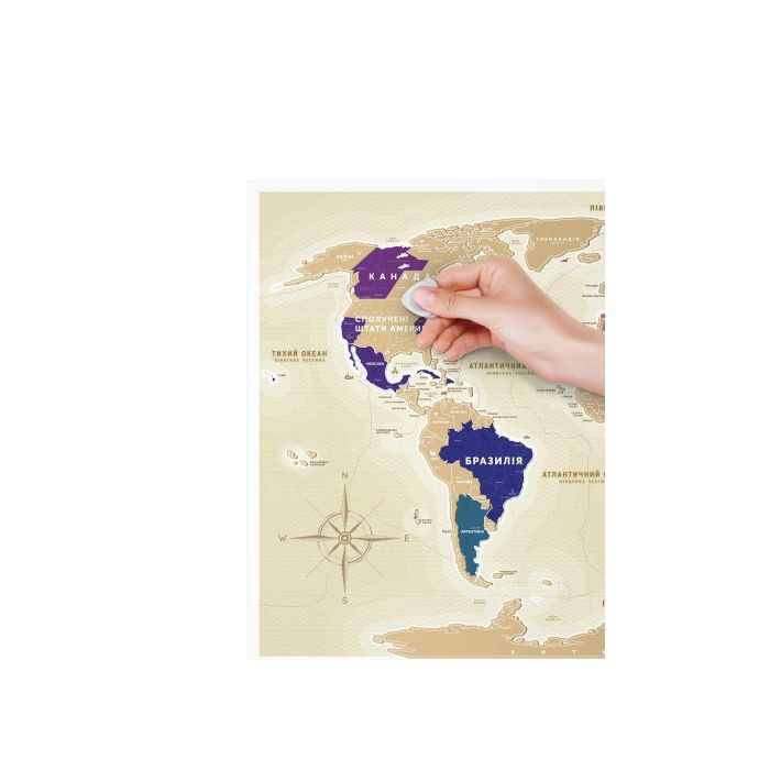 Скретч карта 1DEA.me Travel Map Gold World украинский (13001) изображение 2