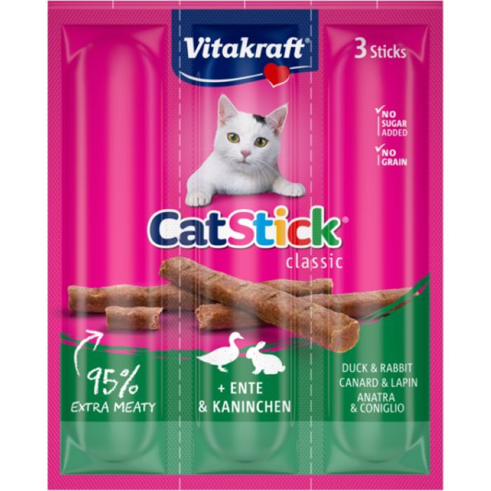 Ласощі для котів Vitakraft м'ясні палички качка та кролик 3х6г (4008239241900)