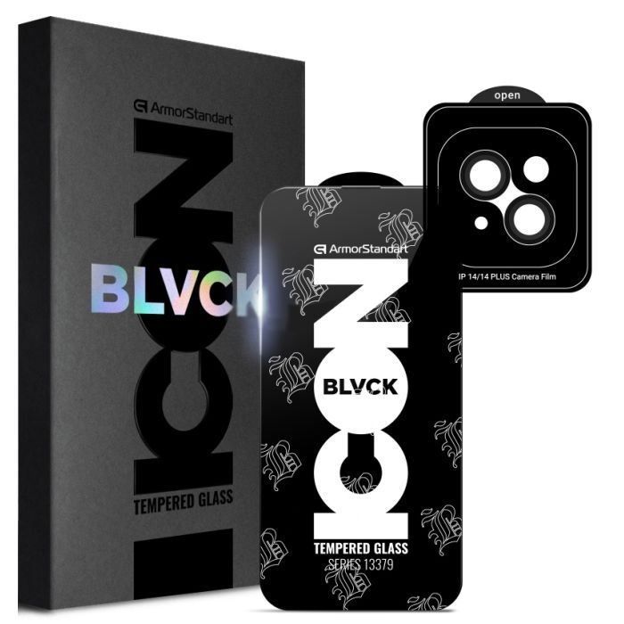 Скло захисне Armorstandart Supreme Plus Black Icon Apple iPhone 14 Plus (ARM68069)