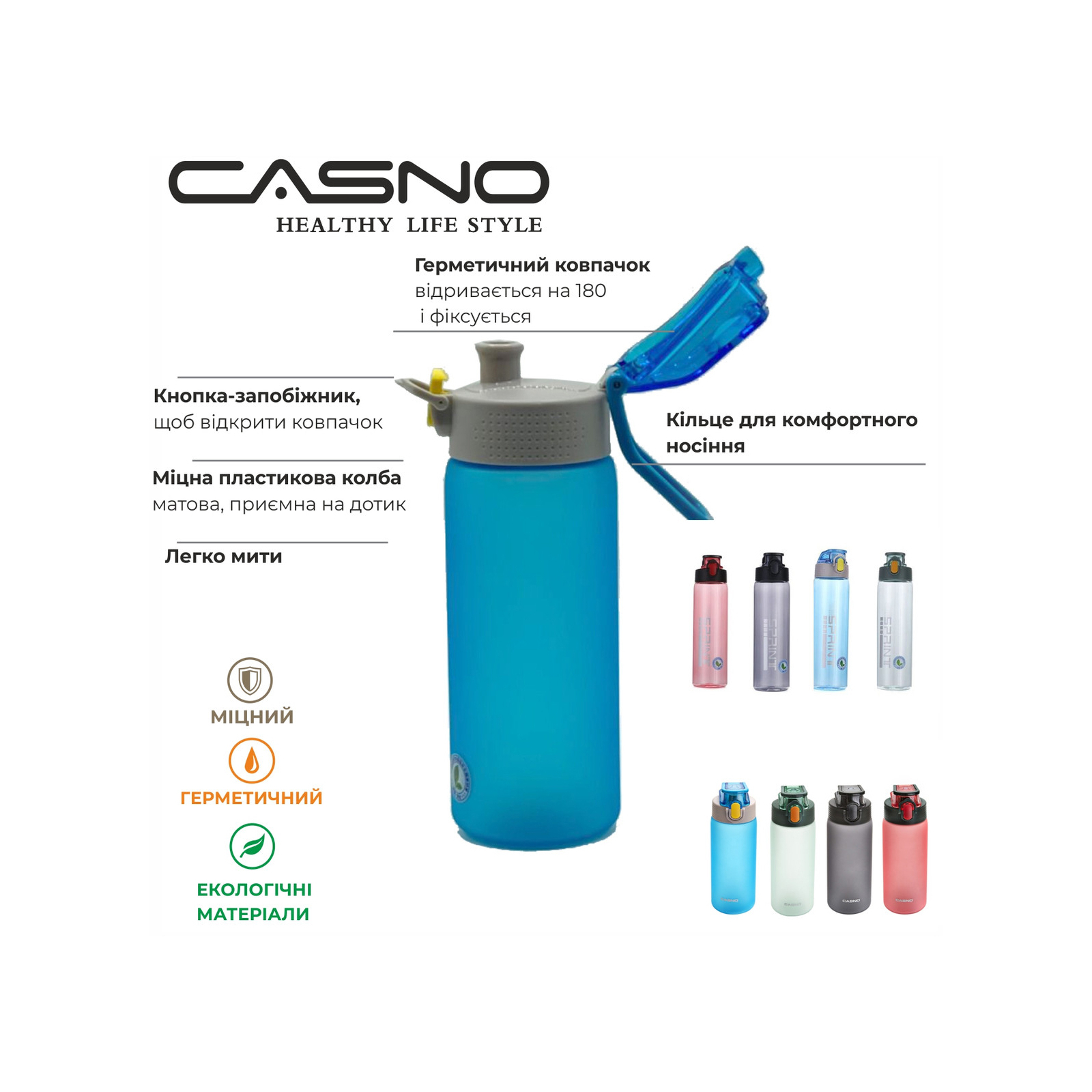 Бутылка для воды Casno 750 мл KXN-1216 Sprint Блакитна (KXN-1216_Blue) изображение 10
