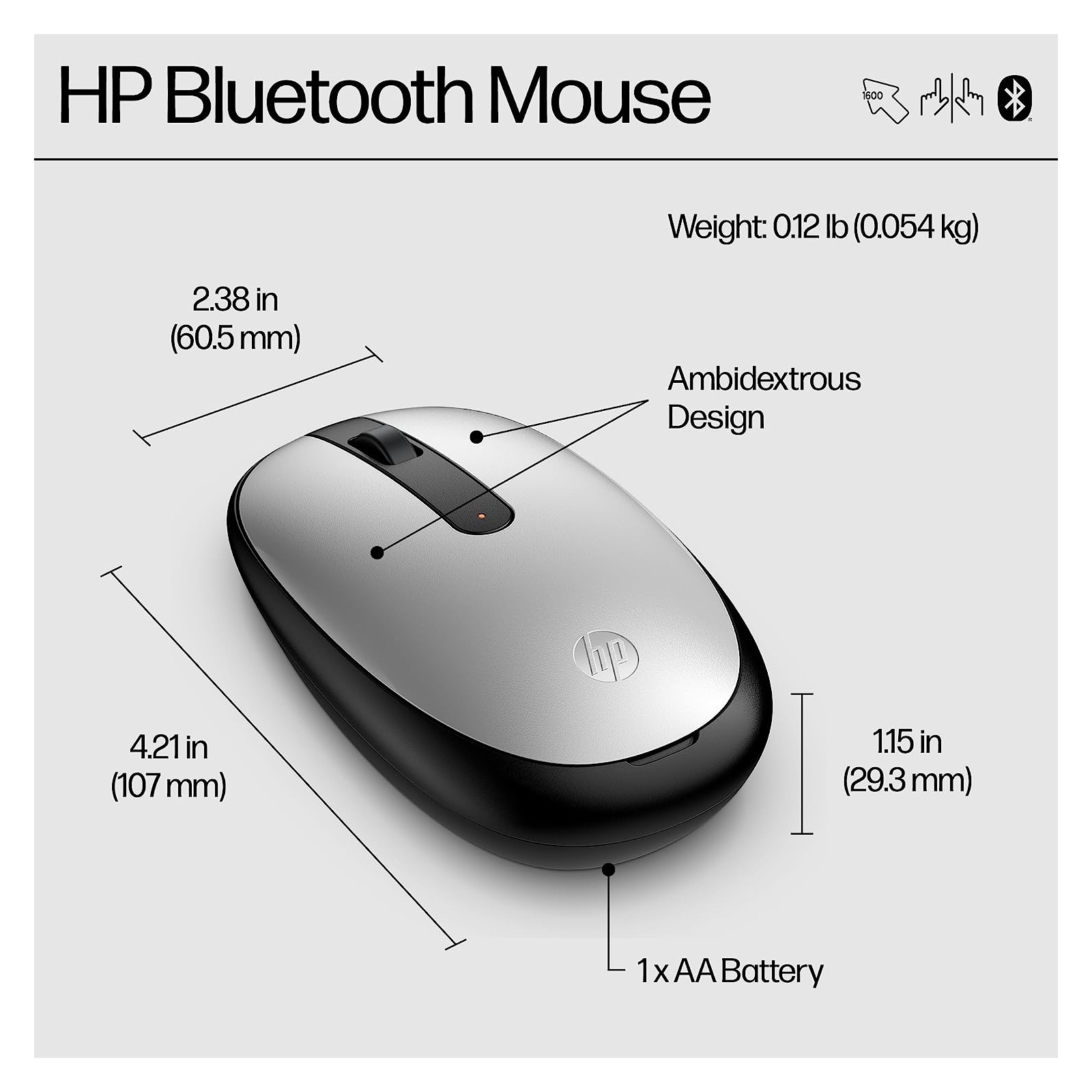 Мишка HP 240 Bluetooth White (793F9AA) зображення 4