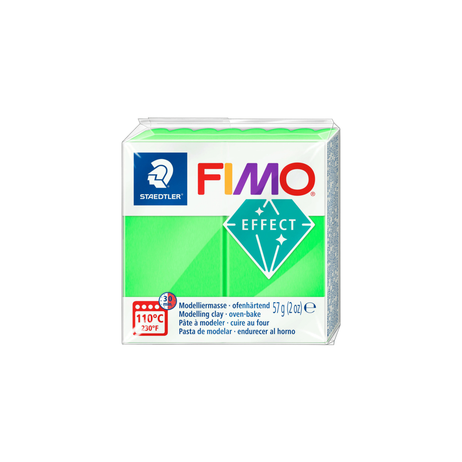Пластика Fimo Effect, Зеленая неоновая, 57 г (4007817064030)