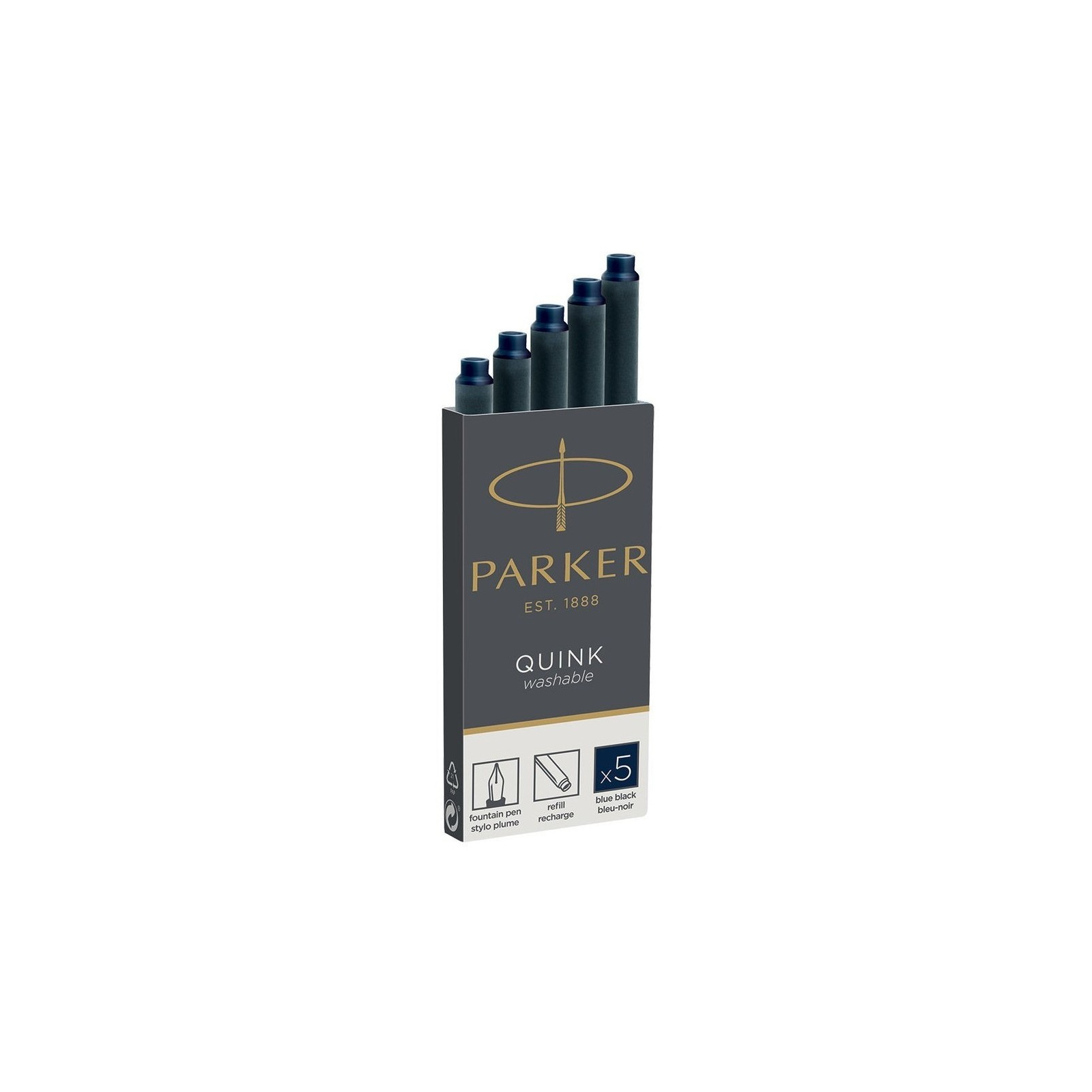 Чернила для перьевых ручек Parker Картриджи Quink / 5шт темно синие (11 410BLB)