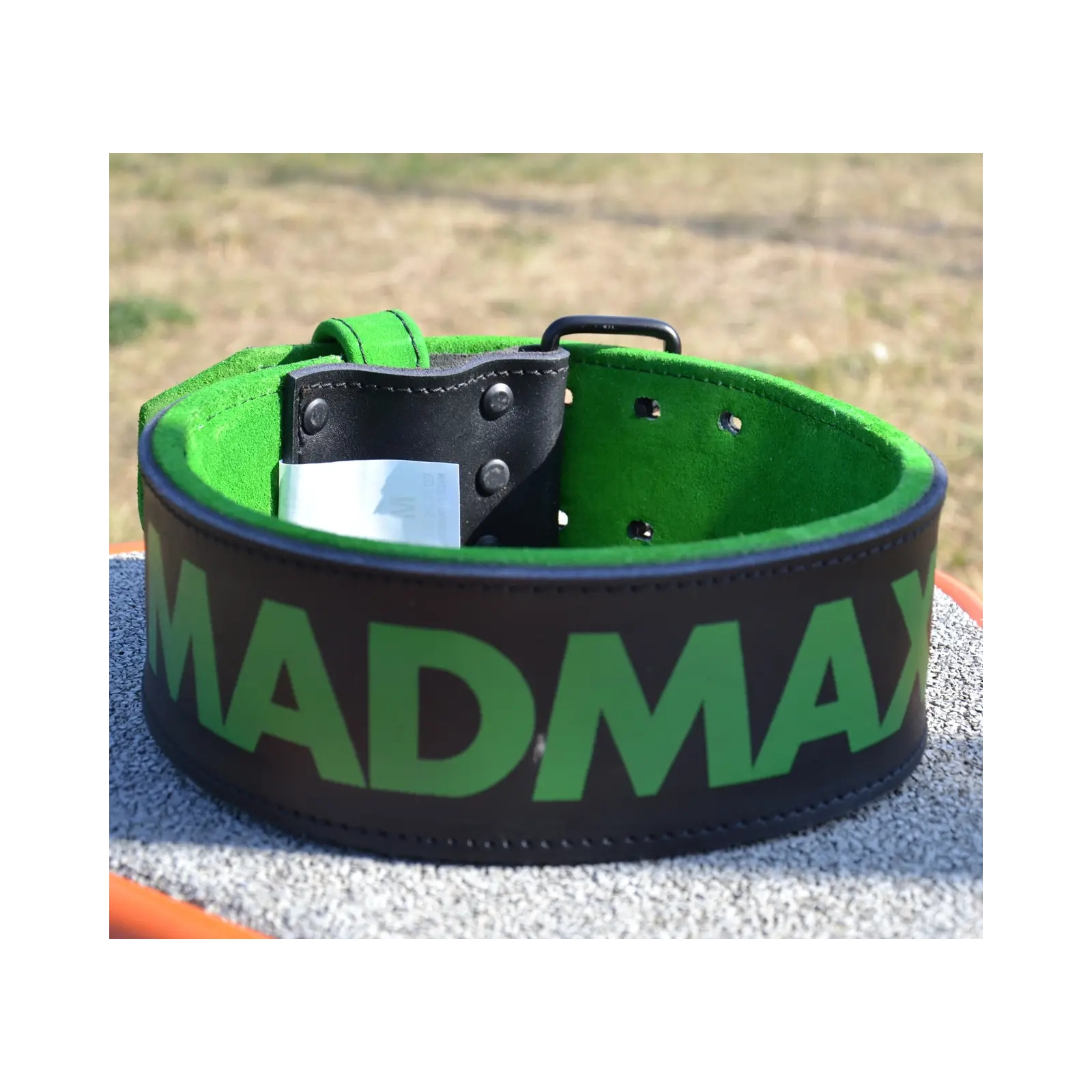 Атлетический пояс MadMax MFB-302 Quick Release Belt шкіряний Black/Green L (MFB-302_L) изображение 5