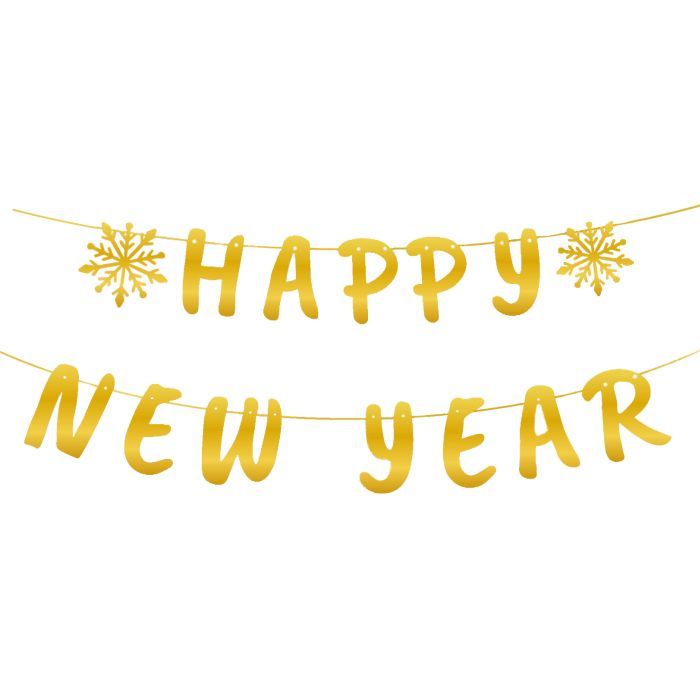 Гірлянда паперова Novogod`ko Happy New Year, 14 елементів, 3м, золото (974710)