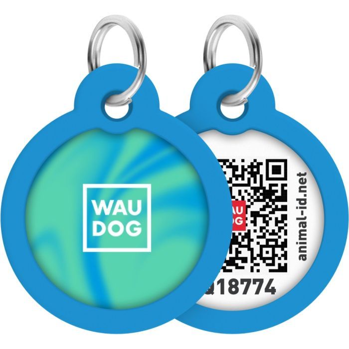 Адресник для животных WAUDOG Smart ID с QR паспортом "Градиент голубой", круг 25 мм (225-4036)