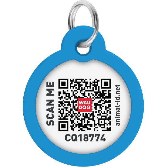 Адресник для животных WAUDOG Smart ID с QR паспортом "Градиент голубой", круг 25 мм (225-4036) изображение 3