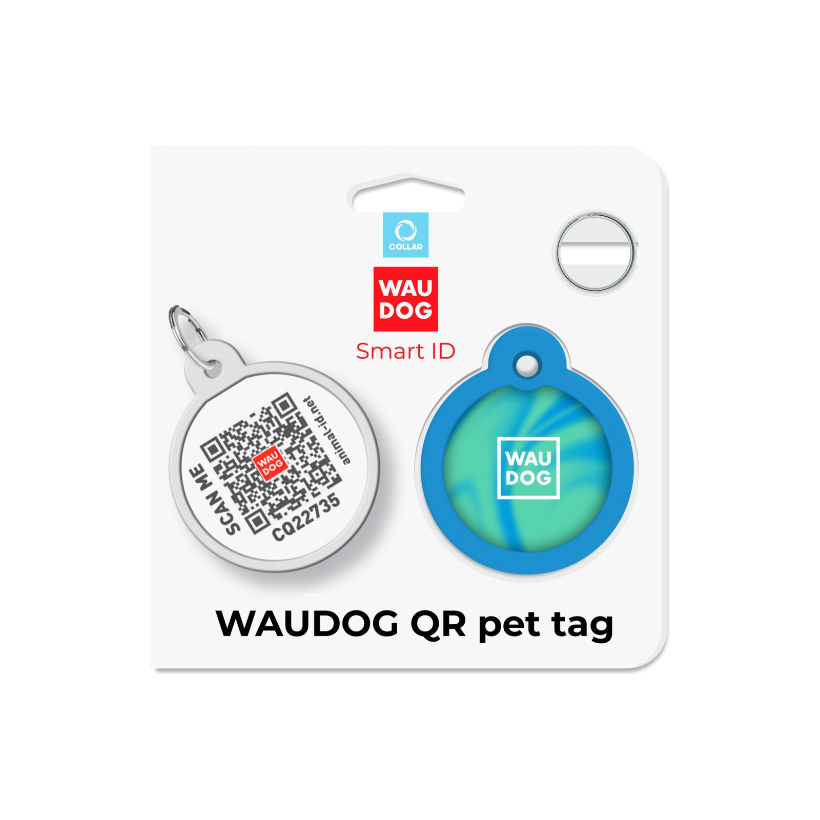 Адресник для тварин WAUDOG Smart ID з QR паспортом "Градієнт блакитний", коло 25 мм (225-4036) зображення 5