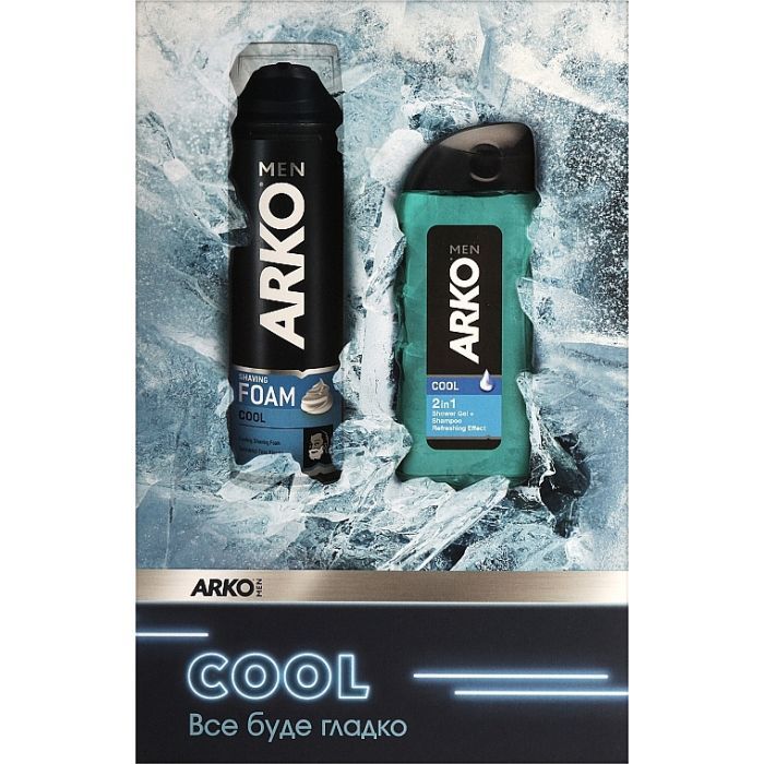 Набор косметики ARKO Men Cool Пена для бритья 200 мл + Гель для душа 260 мл (8690506546717)