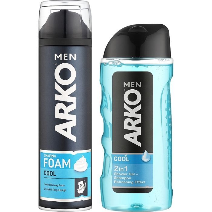 Набор косметики ARKO Men Cool Пена для бритья 200 мл + Гель для душа 260 мл (8690506546717) изображение 2