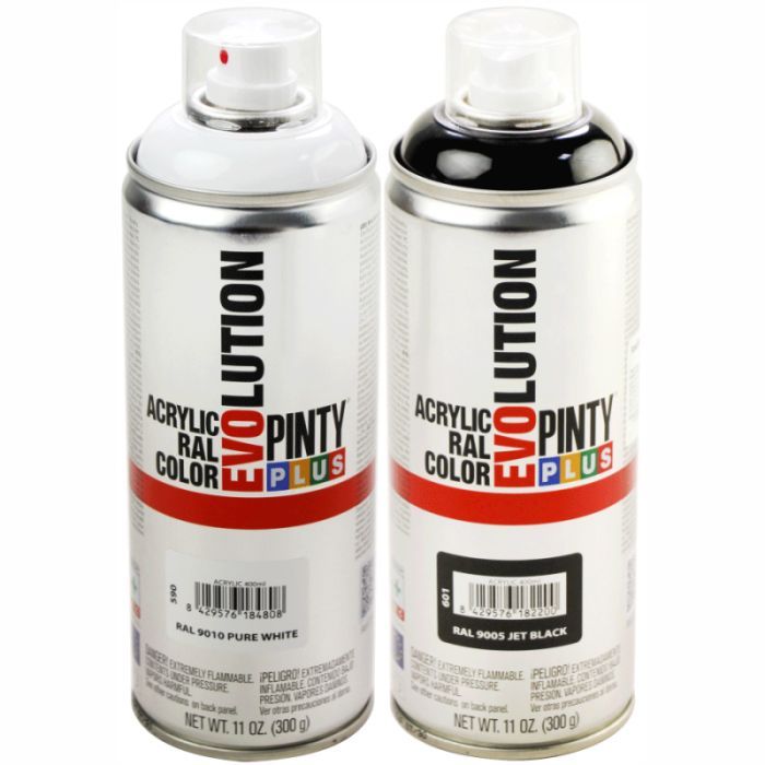 Краска-аэрозоль Pintyplus на водной основе Evolution Ral 9004 Белая, матовая 400 мл (8429576184808)