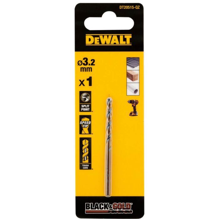 Сверло DeWALT по металлу Black & Gold,HSS-G, 3.2 х 65 х 36 мм (DT20515)