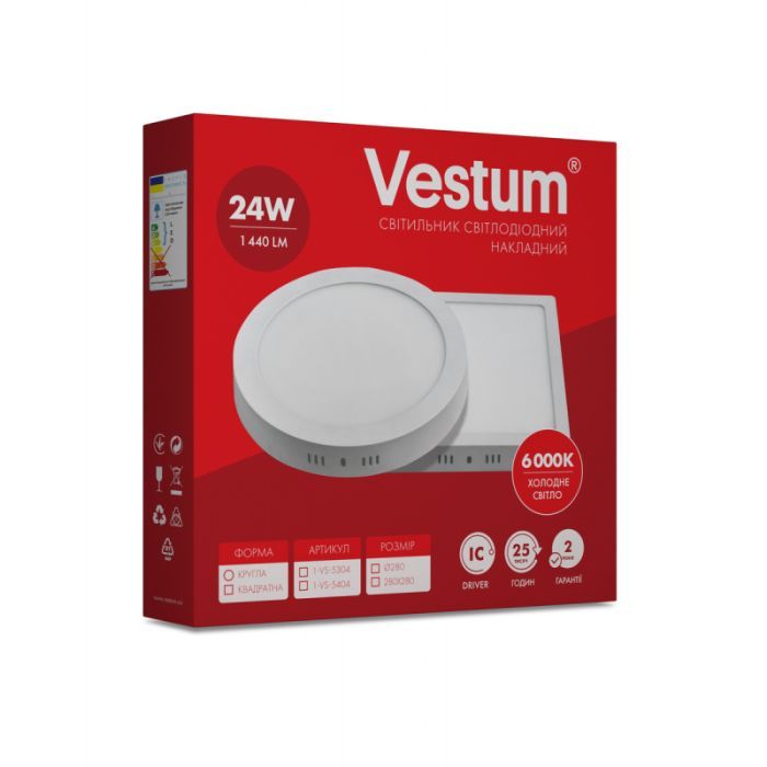 Светильник Vestum LED 24W 6000K 220V (1-VS-5304) изображение 3