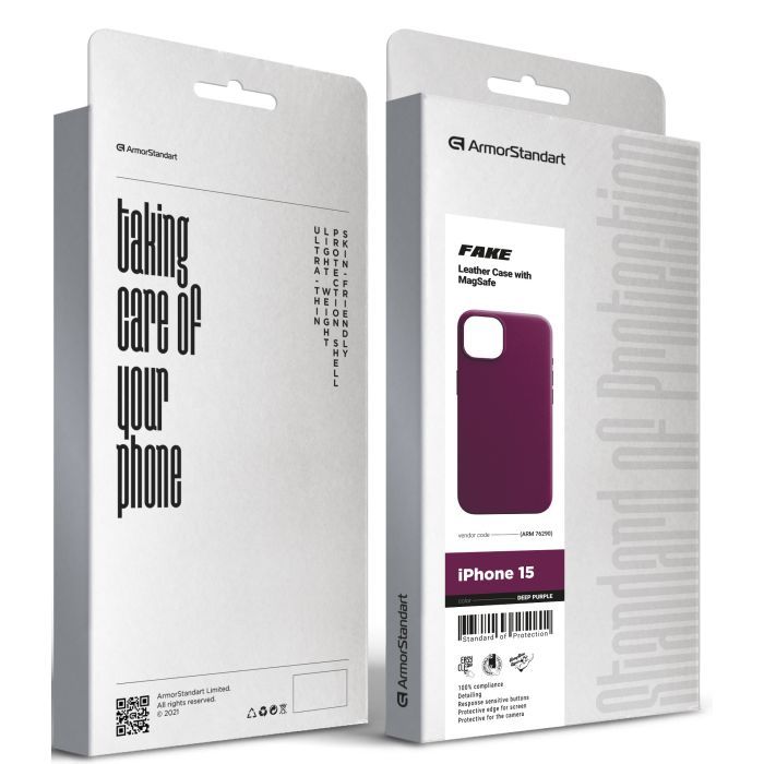 Чехол для мобильного телефона Armorstandart FAKE Leather Case Apple iPhone 15 Grey (ARM76289) изображение 5