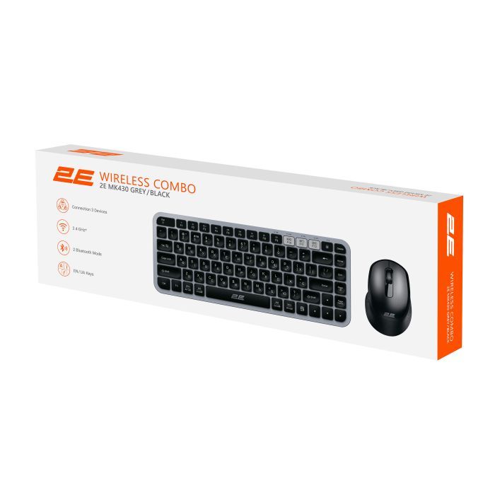 Комплект 2E MK430 Wireless/Bluetooth UA Black/Grey (2E-MK430WBGR_UA) изображение 2