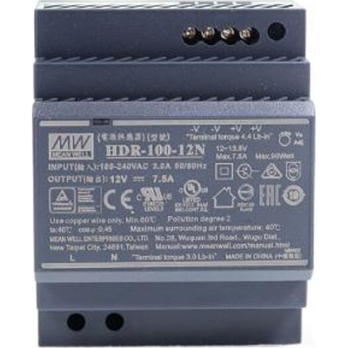 Блок живлення для систем відеоспостереження MeanWell HDR-100-12N зображення 2