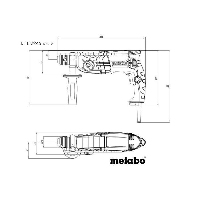 Перфоратор Metabo KHE 2245 SDS-plus, 750Вт, 2.2Дж, 2.7кг (601708500) изображение 8