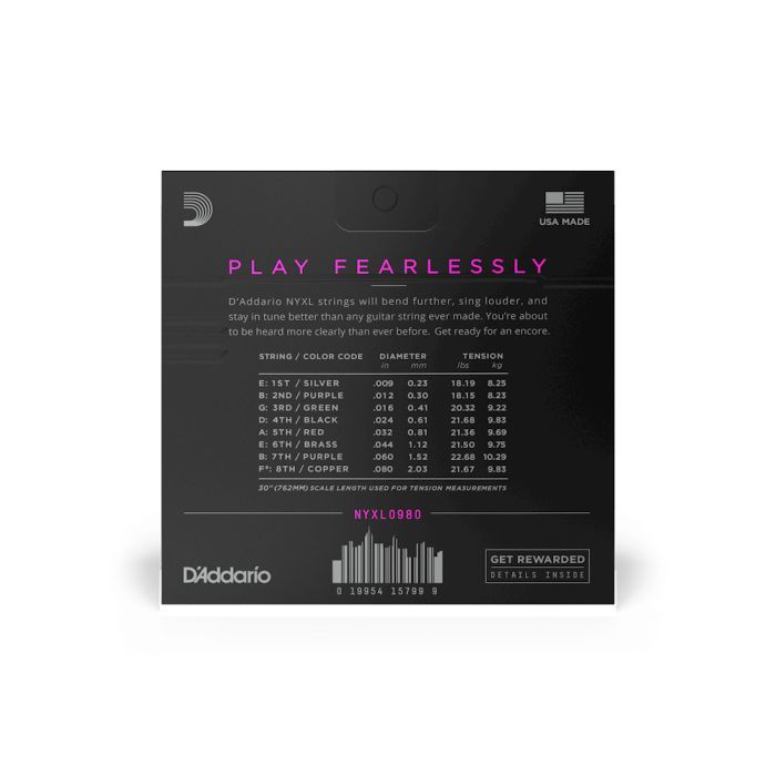 Струны для гитары D'Addario NYXL Super Light 8-String (09-80) (NYXL0980) изображение 3