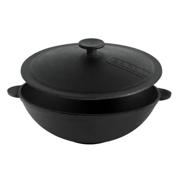 Сковорода Brizoll чавунна WOK з чавунною кришкою 3,7 л 280х96 мм (W28-1)