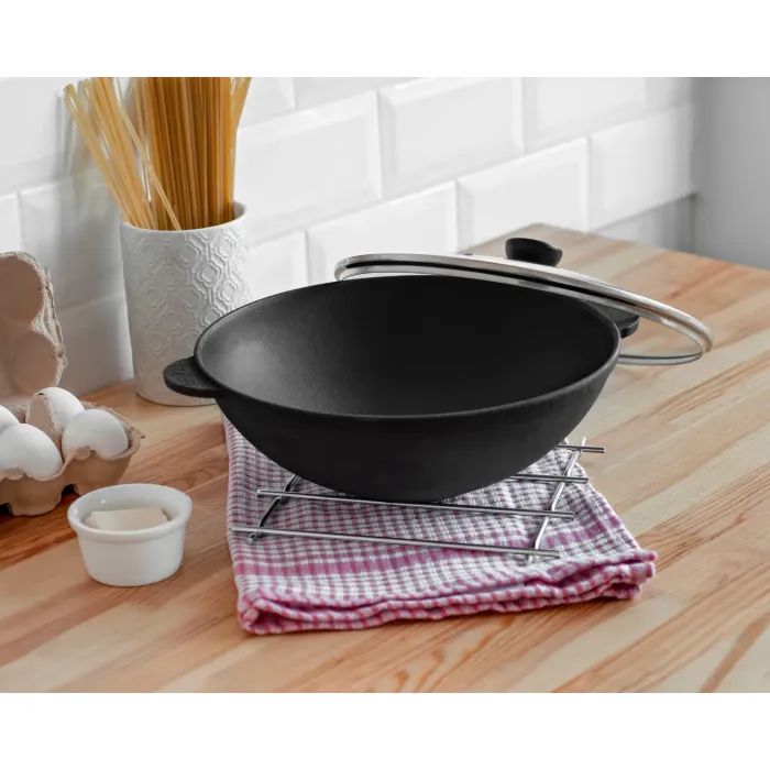 Сковорода Brizoll чавунна WOK з чавунною кришкою 3,7 л 280х96 мм (W28-1) изображение 6