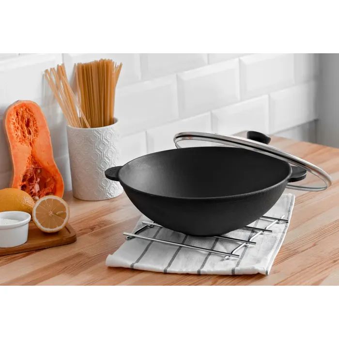 Сковорода Brizoll чавунна WOK з чавунною кришкою 3,7 л 280х96 мм (W28-1) изображение 7