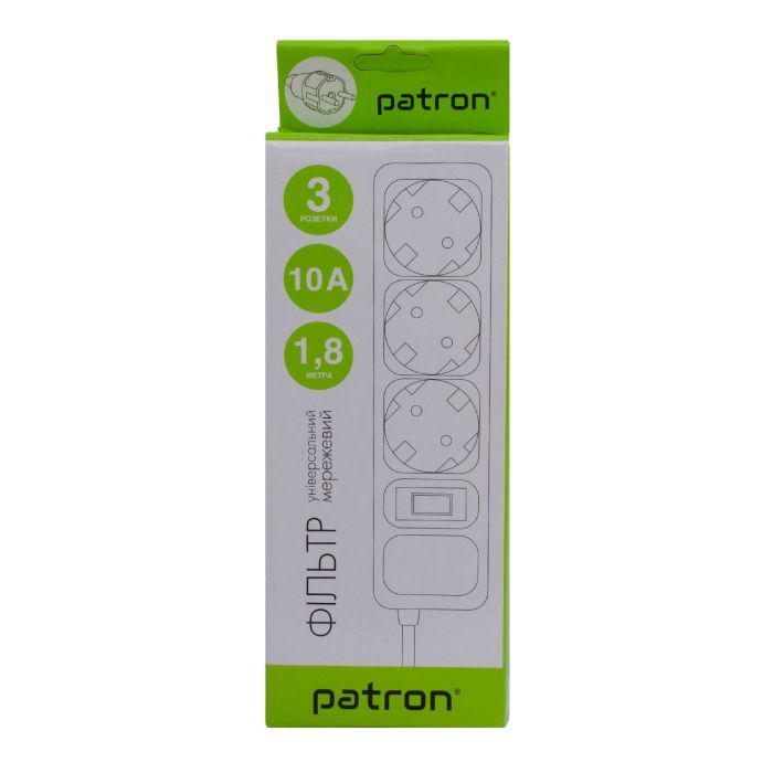 Сетевой фильтр питания Patron EXT-PN-SP-1032-GR, 1.8m Grey (EXT-PN-SP-1032-GR) изображение 3
