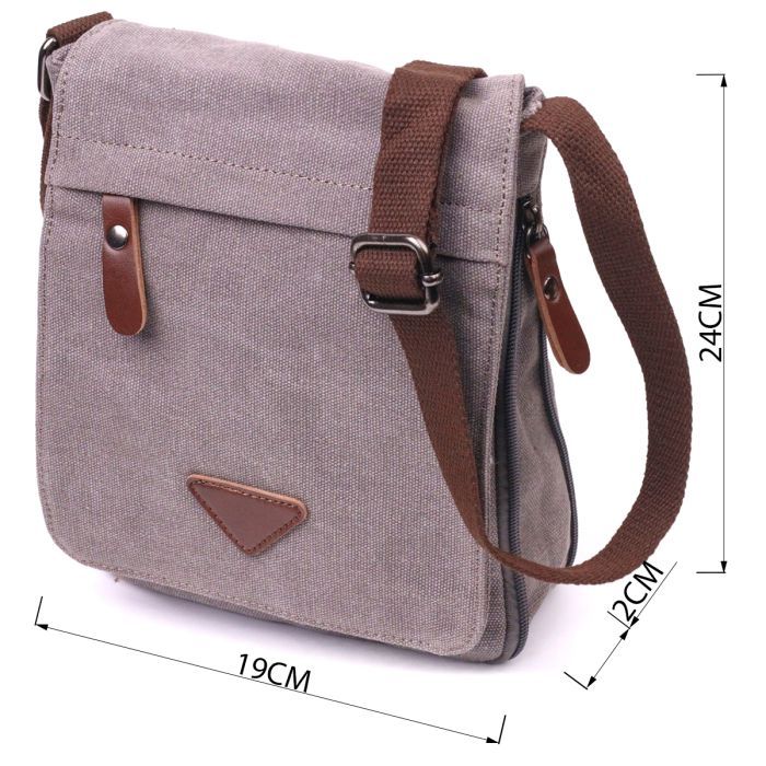 Сумка Vintage Мужская из текстиля Серая (21266) изображение 3