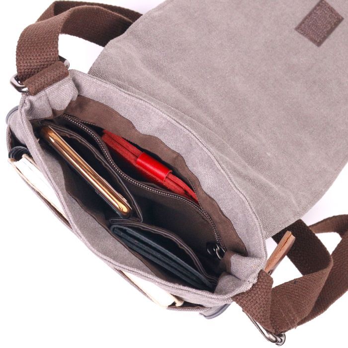 Сумка Vintage Мужская из текстиля Серая (21266) изображение 6