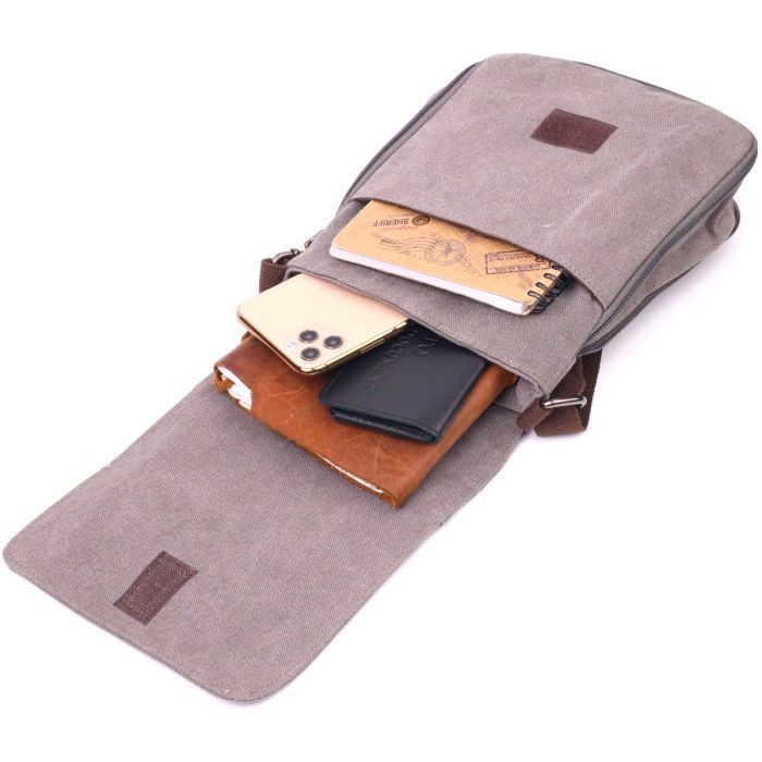 Сумка Vintage Мужская из текстиля Серая (21266) изображение 7