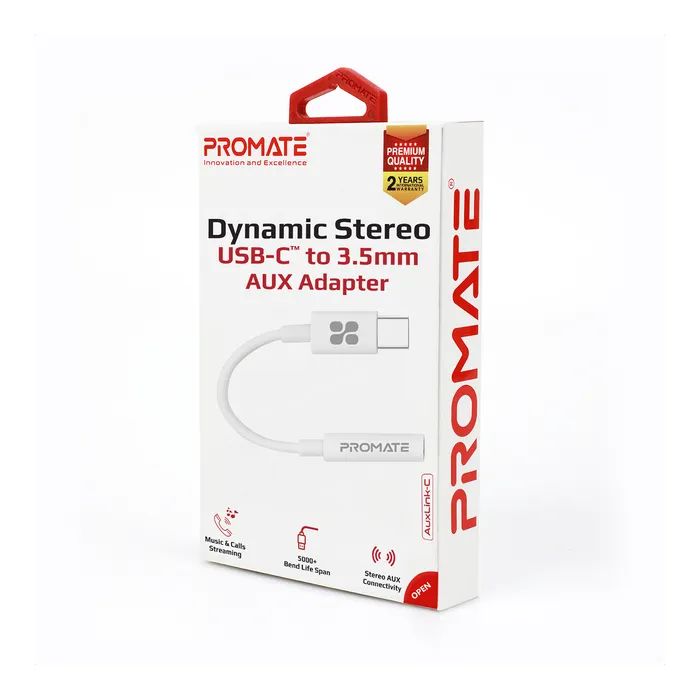 Кабель мультимедийный USB-C to AUX 3.5mm-3.5mm auxlink-c.white Promate (auxlink-c.white) изображение 2