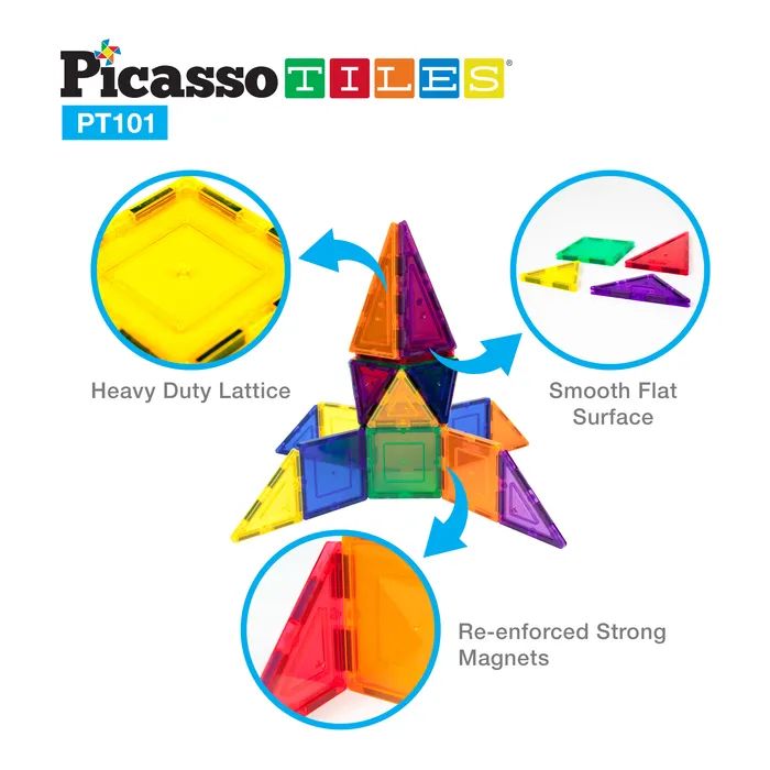 Конструктор Picasso магнітний Tiles Magnetic Building Blocks 101 деталь (817338022402) зображення 5