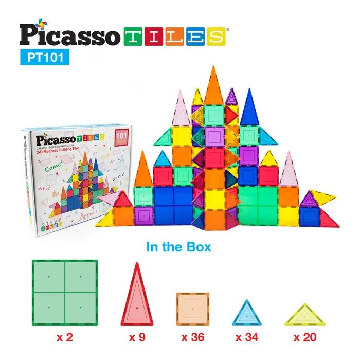 Конструктор Picasso магнітний Tiles Magnetic Building Blocks 101 деталь (817338022402) зображення 6