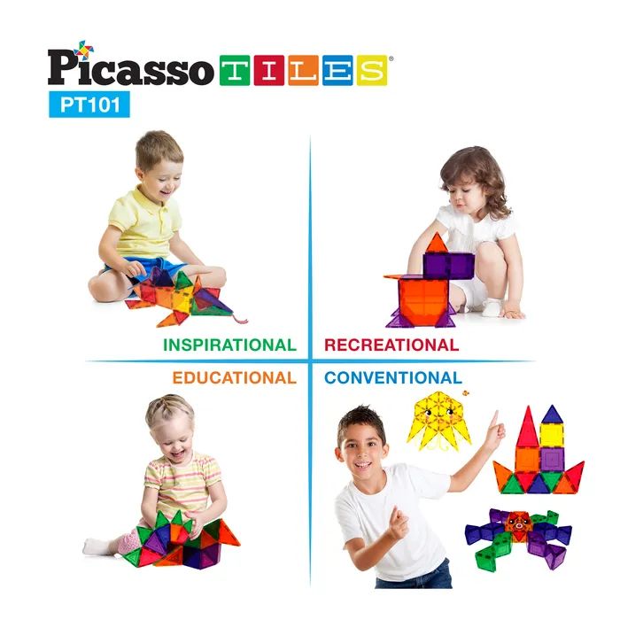Конструктор Picasso магнітний Tiles Magnetic Building Blocks 101 деталь (817338022402) зображення 7
