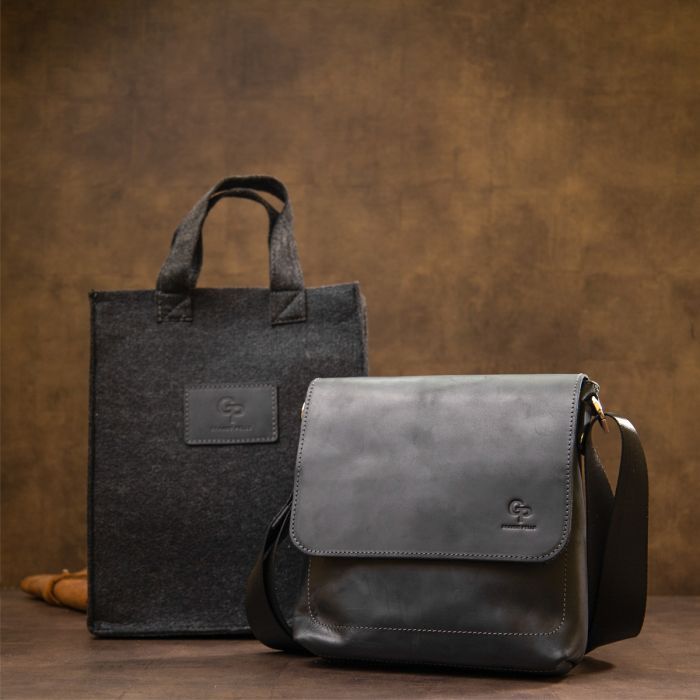 Сумка Grande Pelle Кожаная мужская Темно-синяя (11433) изображение 11